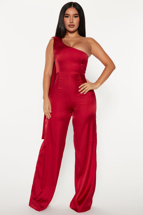 Sophisticated Satin Jumpsuit Red