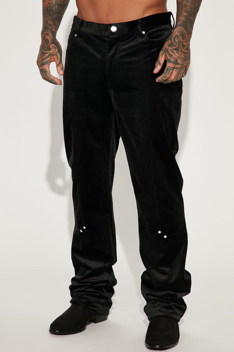 Regular Fit Velvet trousers - Black - Men | H&M IN