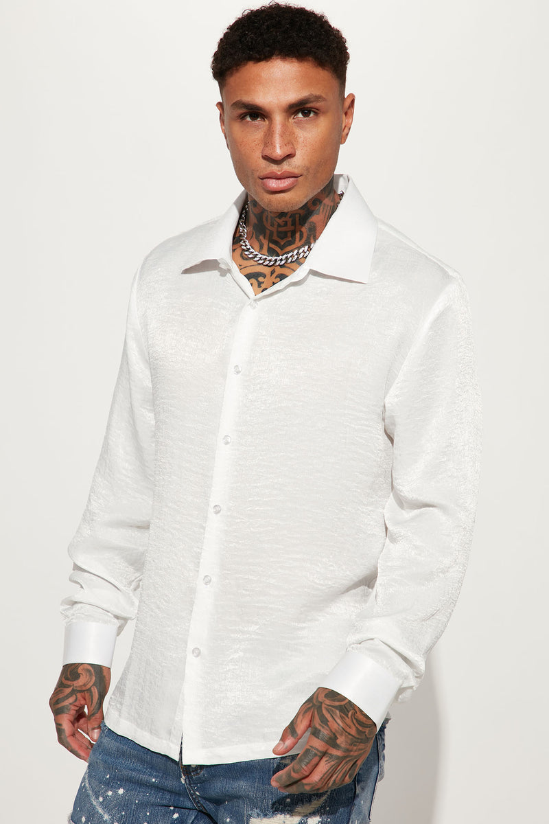 Time To Shine Long Sleeve Button Up Shirt - White | Fashion Nova, Mens ...