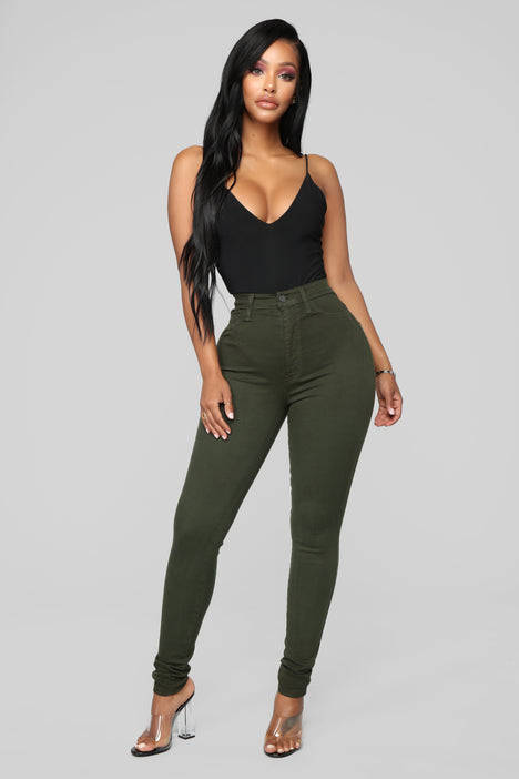 Perfectly Classic Skinny Jeans - Olive