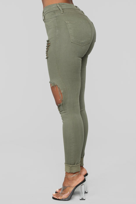 Fashion nova hot sale olive green jeans