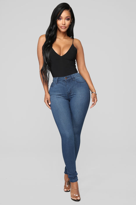 Luxe Glam High Waist Skinny Jeans - Dark, Fashion Nova, Jeans