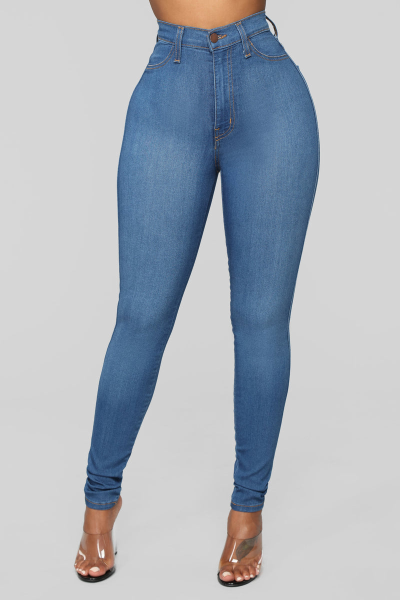 Classic High Waist Skinny Jeans Shorter Length - Medium Wash | Fashion ...