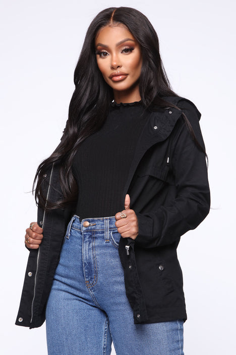 Womens black hot sale anorak jacket