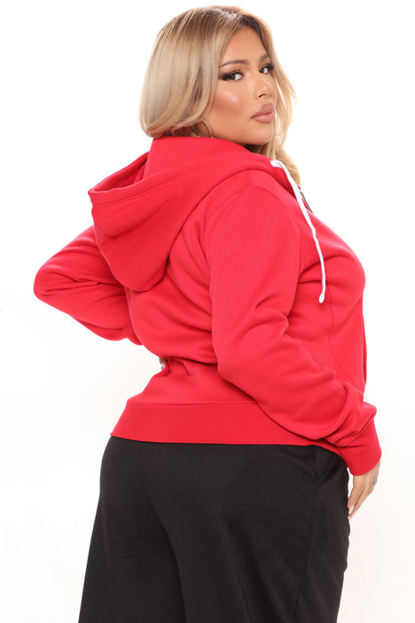 Plus size red online zip up hoodie