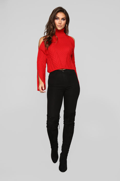 Fashion nova red sweater sale