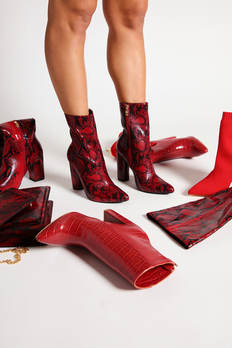 Red and black cheap snakeskin shoes