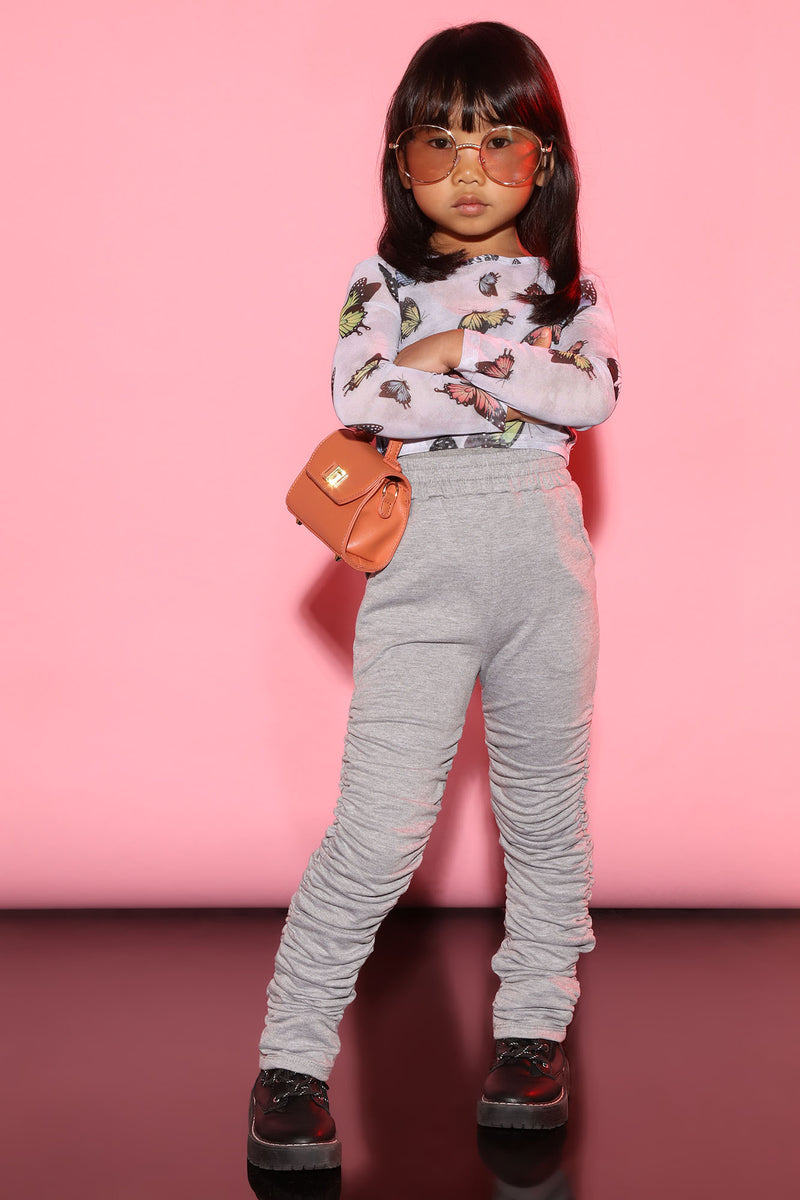 Mini Chase The Bag Stacked Pant - Heather Grey | Fashion Nova, Kids ...