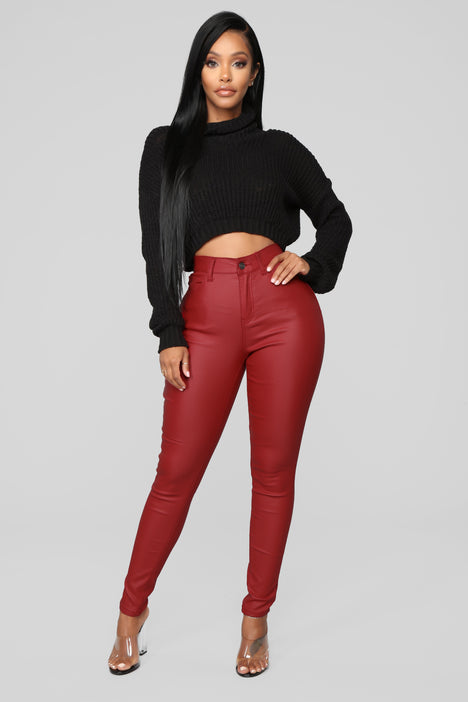 Dark red clearance leather pants