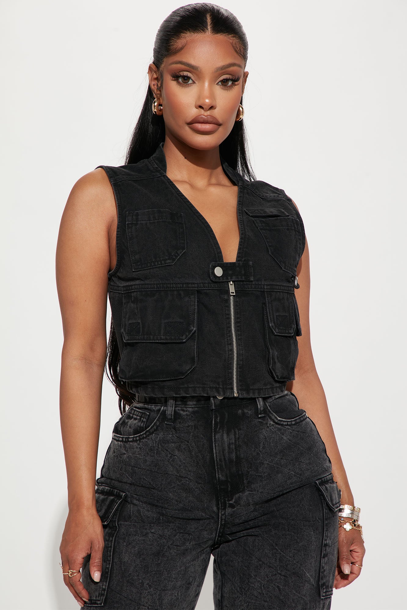 Black jean vest sales womens