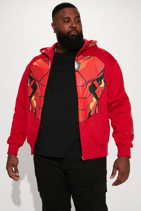 Iron Man Zip Up Hoodie Red