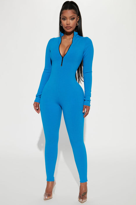 Sabrina Snatched Jumpsuit Blue