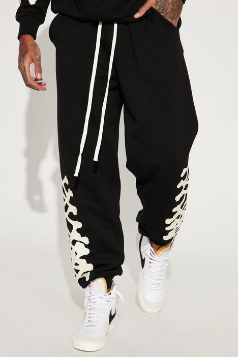 Skull Yard Jogger Black Fashion Nova Mens Fleece Bottoms