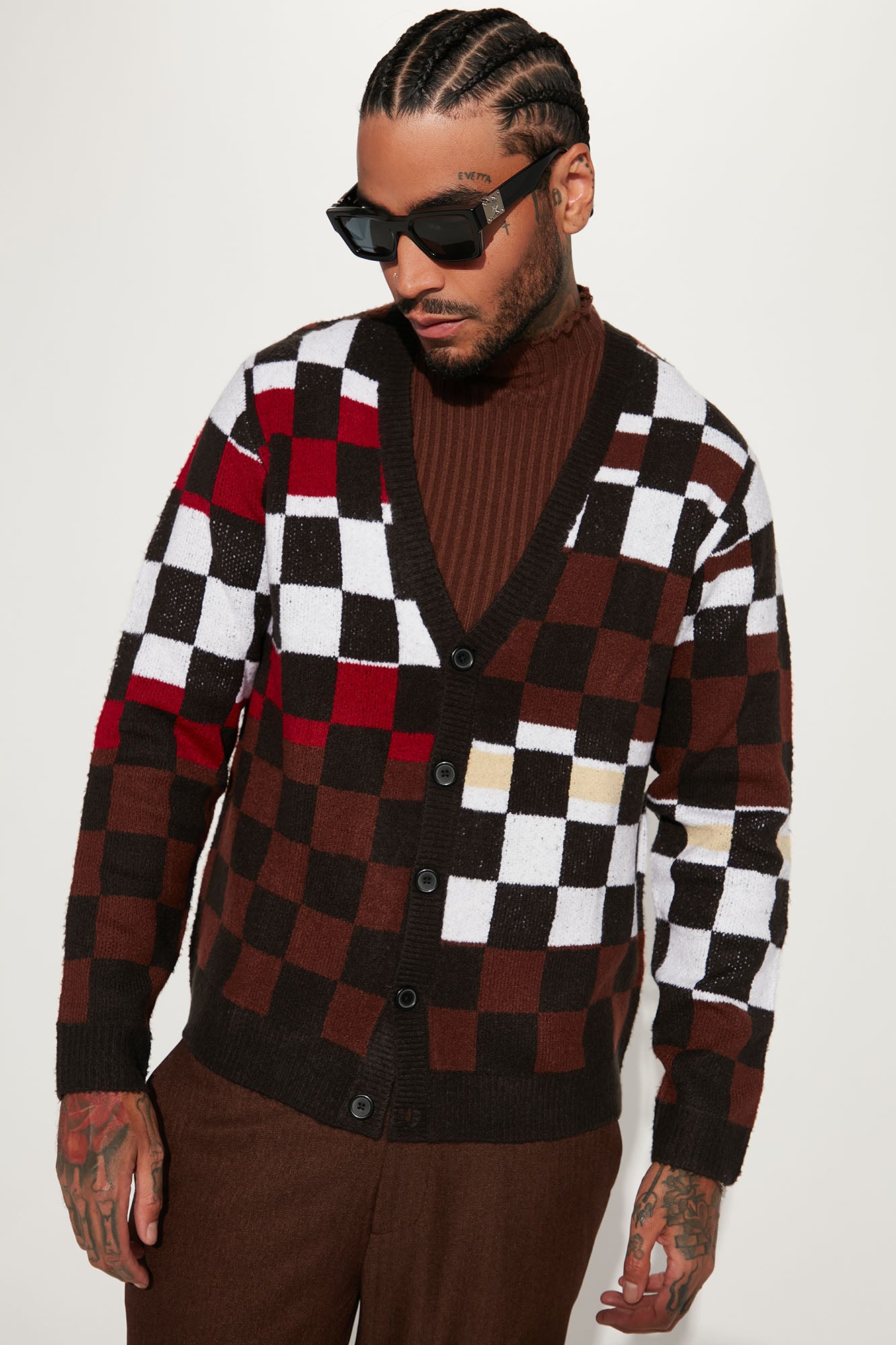 Checkered cardigan hotsell mens