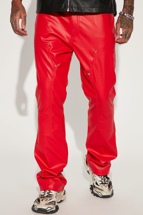 Elliot Stacked Slim Flared PU Pants Red Fashion Nova Mens Pants Fashion Nova