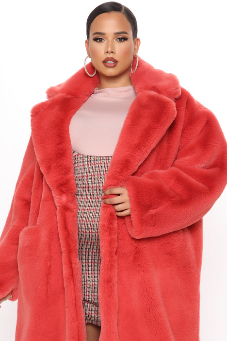 Coral fur deals coat