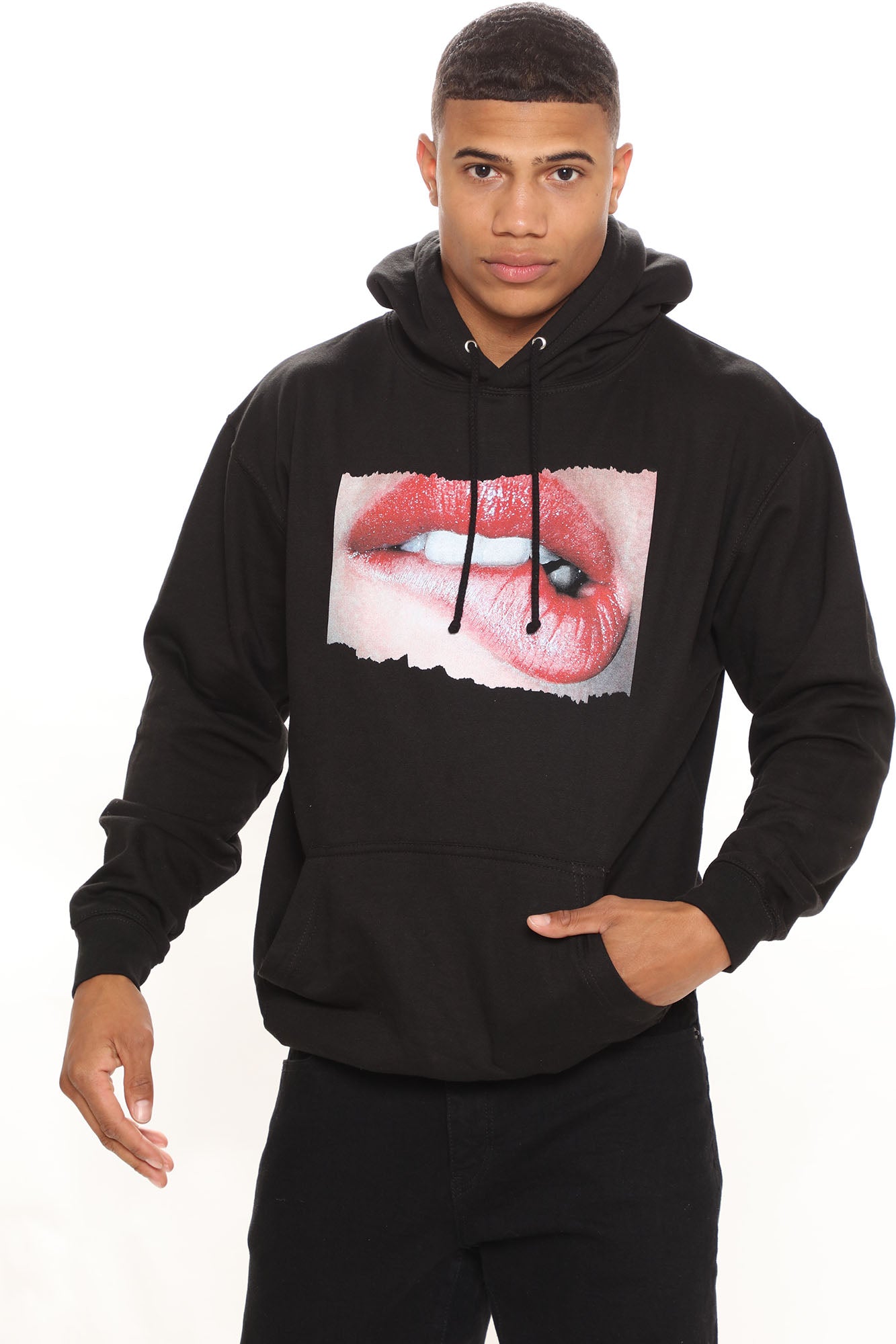 Lips Hoodie Black