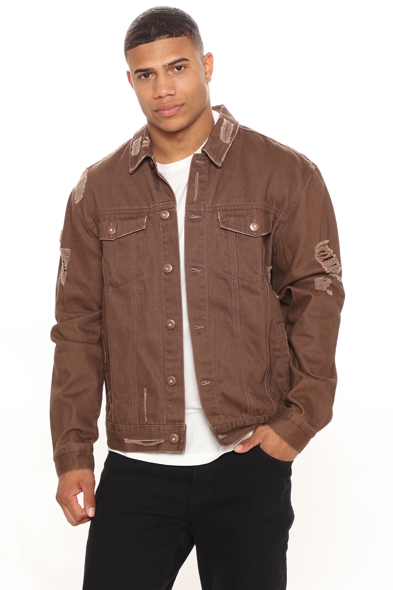 Top 147+ dark brown denim jacket best dedaotaonec