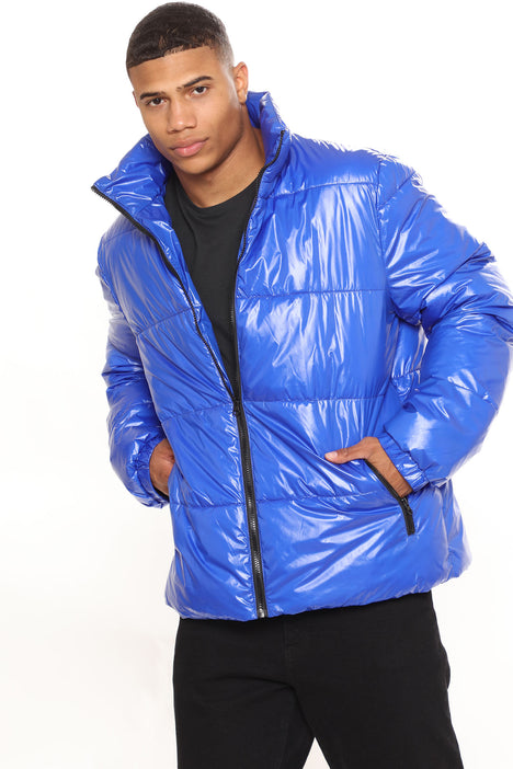 Mens puffer jacket blue top