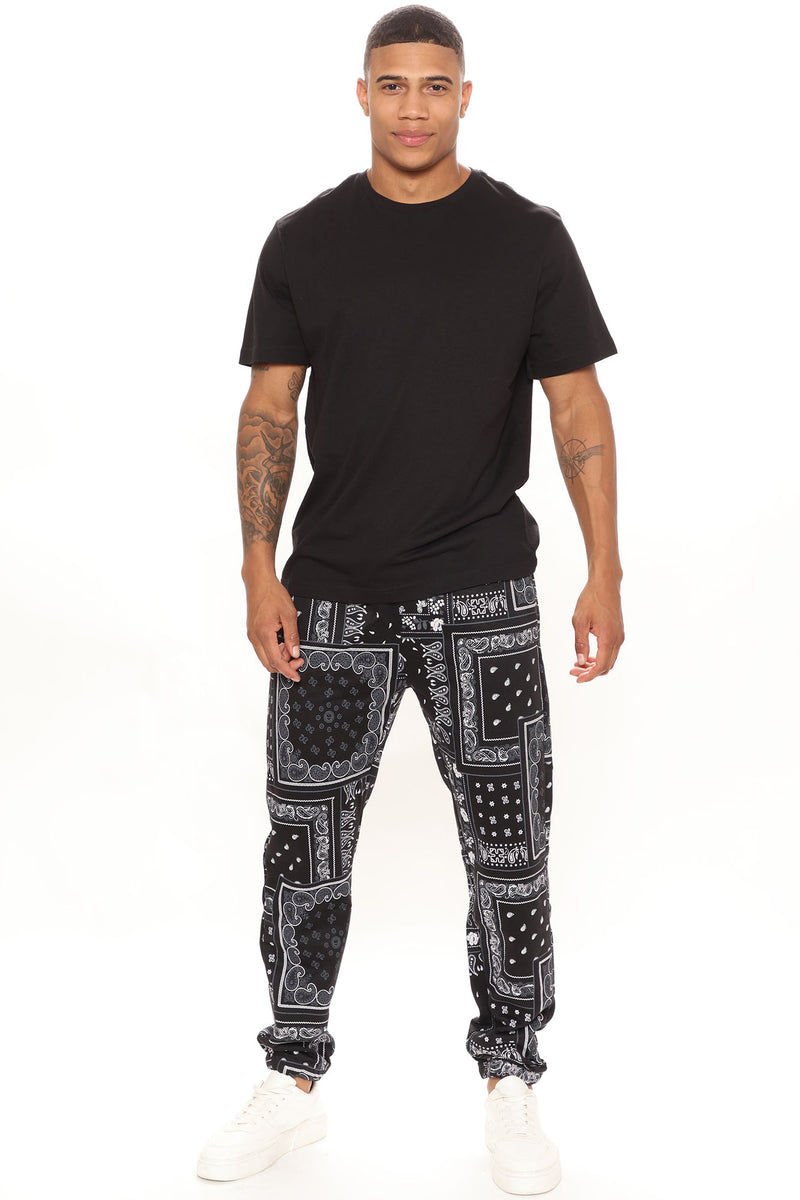 Paisley Print Drawstring Pants - Black | Fashion Nova, Mens Pants ...
