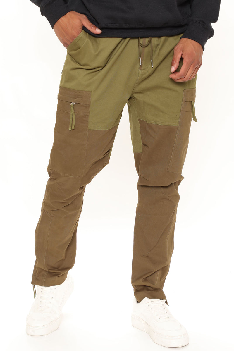 Two Tone Cargo Pants - Olive | Fashion Nova, Mens Pants | Fashion Nova