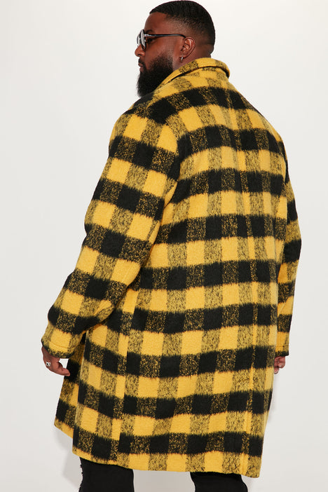Extraordinary Brushed Mohair Wool Long Coat Yellow combo