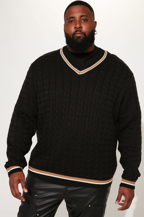 Black knit hot sale sweater mens