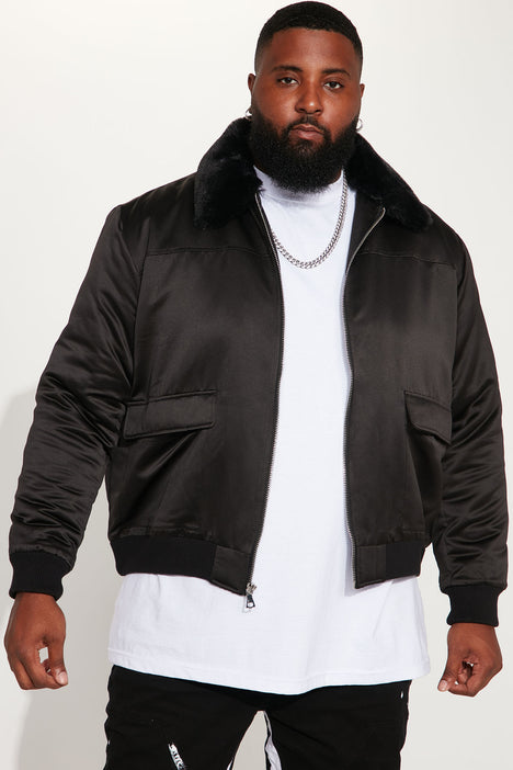 Bomber jacket with faux cheap fur collar