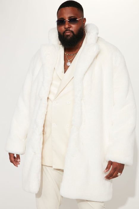 Caputo Faux Mink Fur Long Coat Cream Fashion Nova Mens