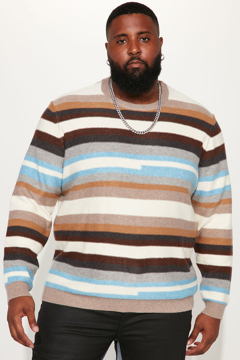 Full Striped Crewneck Sweater Brown combo