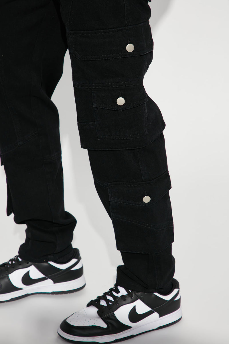 Never Too Many Pockets Cargo Slim Jeans - Black | Fashion Nova, Mens ...