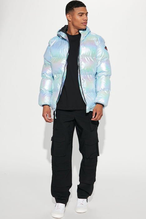 Iridescent puffer shop jacket forever 21