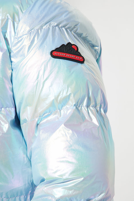 Rainbow puffer clearance jacket fashion nova