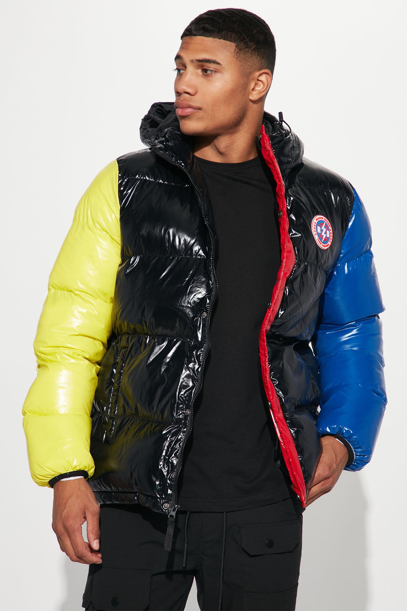Multicolor puffer sale jacket