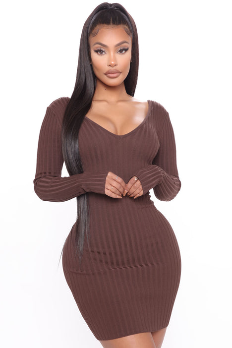 Kallan Knit Mini Dress Brown Fashion Nova Dresses Fashion Nova