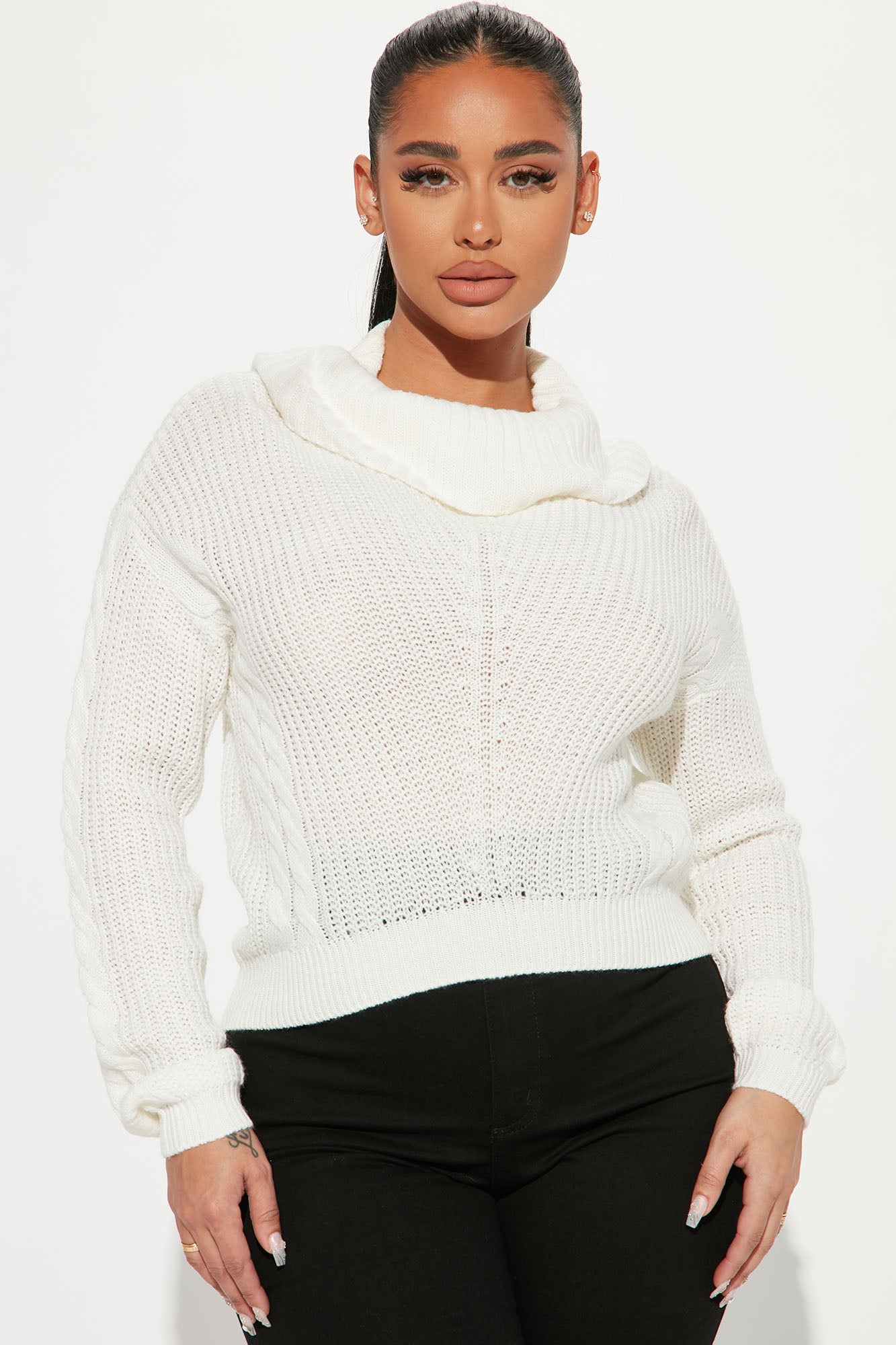 Ivory cowl neck sweater store