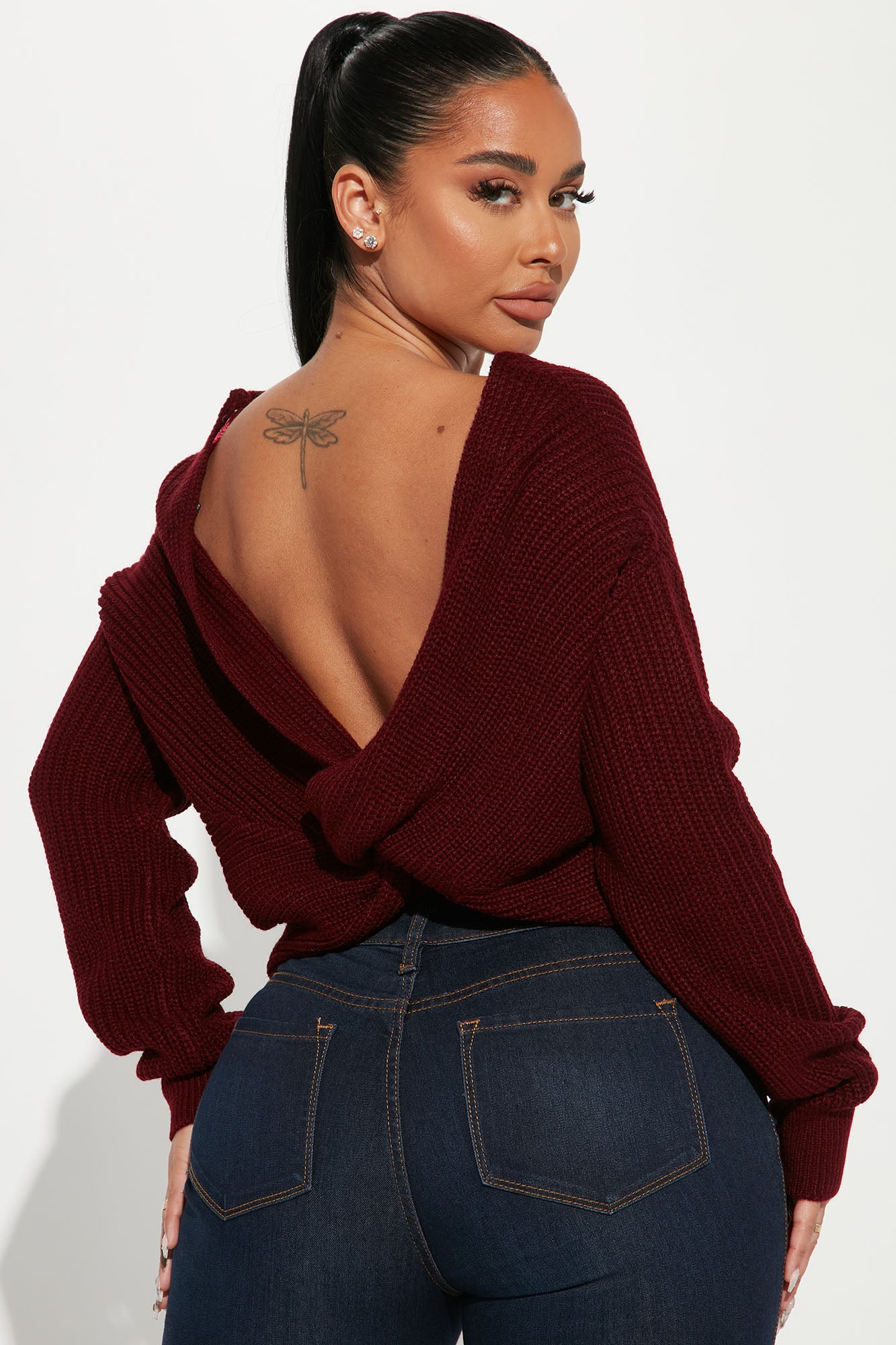 Falls Favorite Girl Sweater II Burgundy Fashion Nova Sweaters