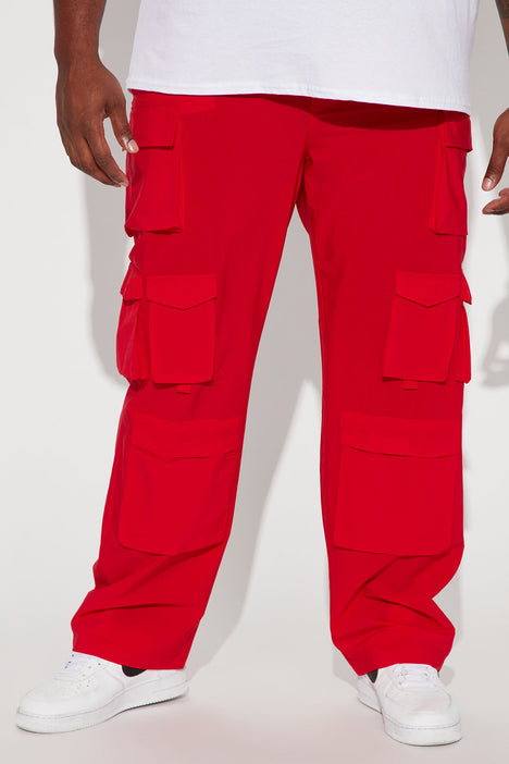 Red cargo pants fashion sale nova