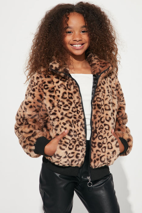 Girls faux shop fur bomber jacket