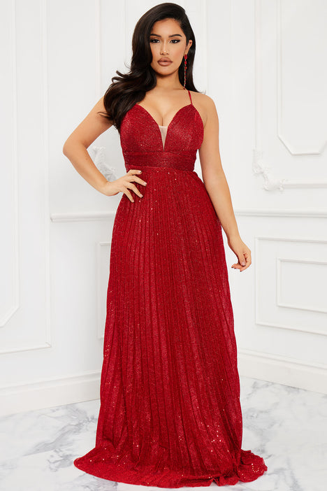 Final Song Metallic Maxi Dress Red