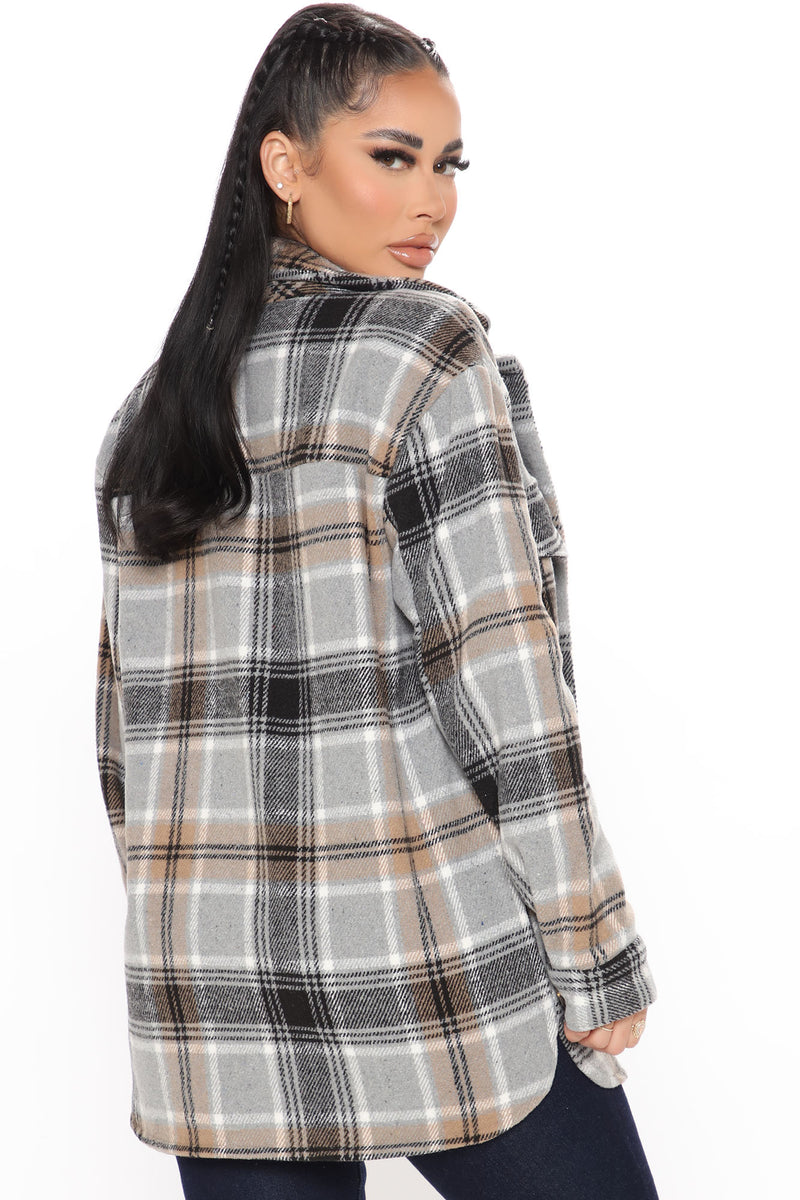 Penelope Plaid Shirt Jacket - Grey/combo | Fashion Nova, Jackets ...