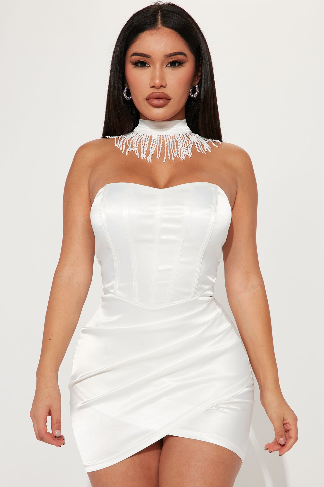 Luxe Collective Satin Mini Dress - White, Fashion Nova, Dresses