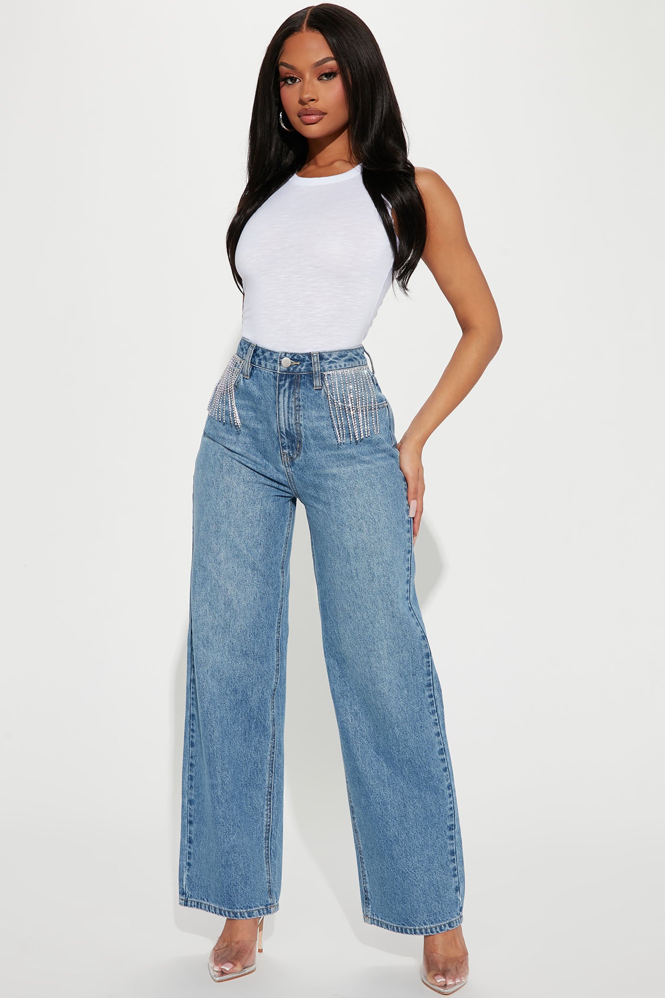 Fashion nova rhinestone jeans clearance