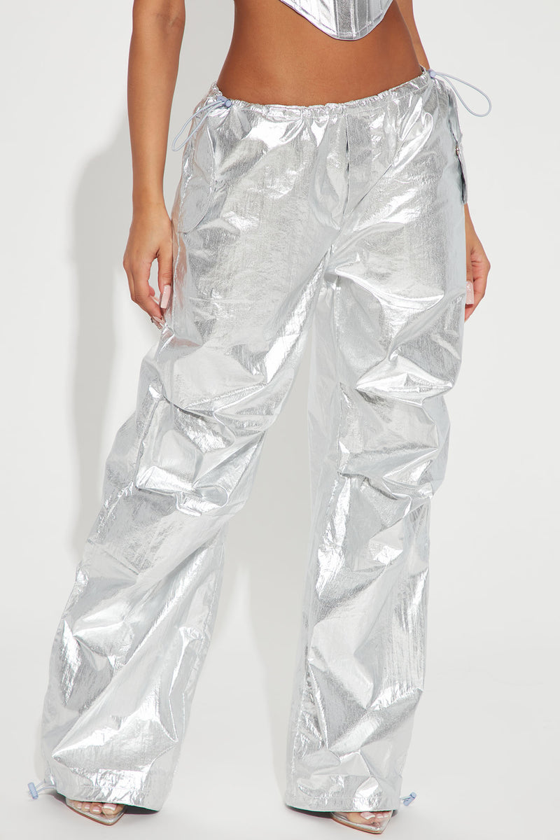 Guilty As Sin Metallic Parachute Pant - Silver | Fashion Nova, Pants ...