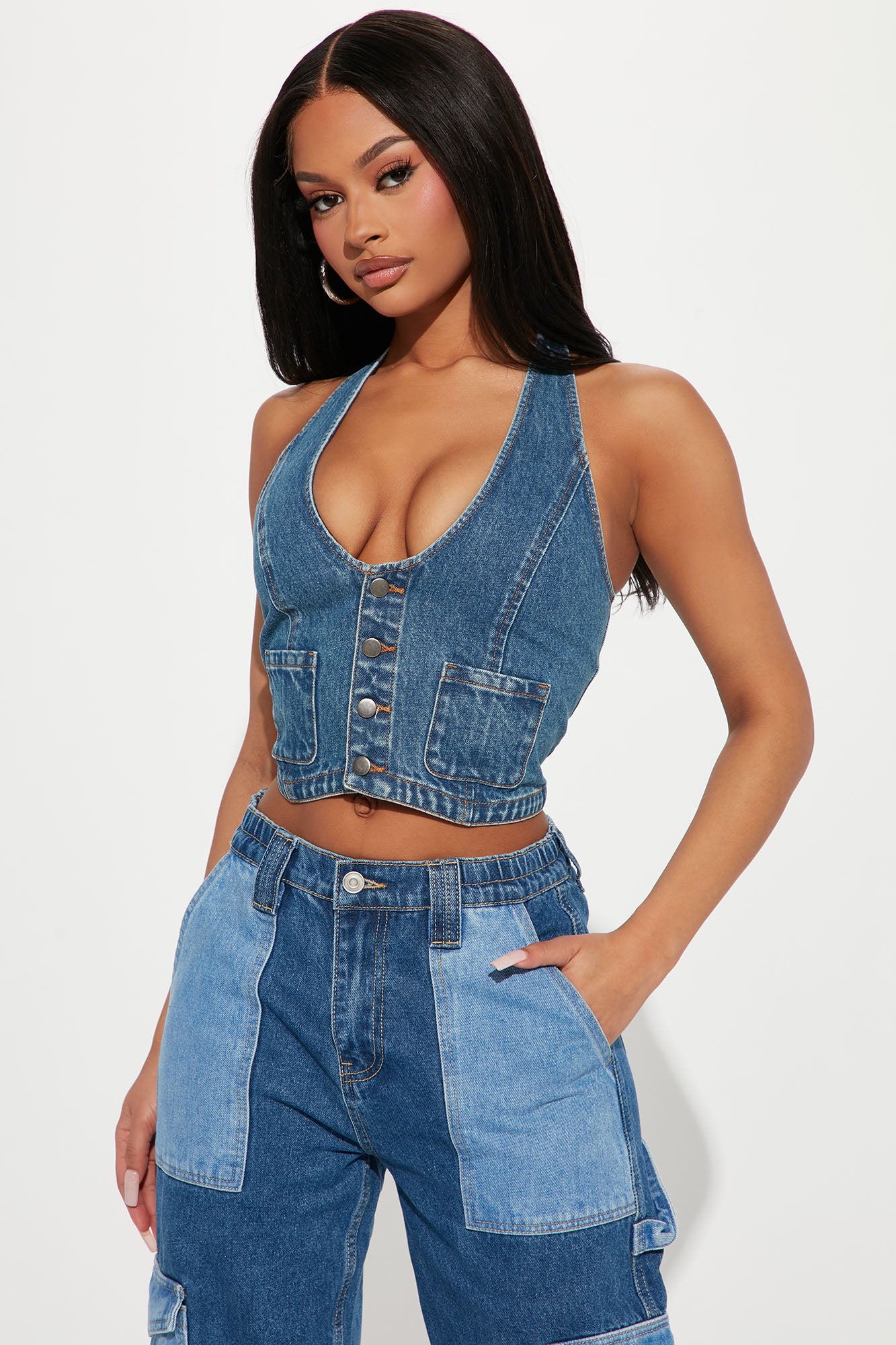 Zip up deals denim vest