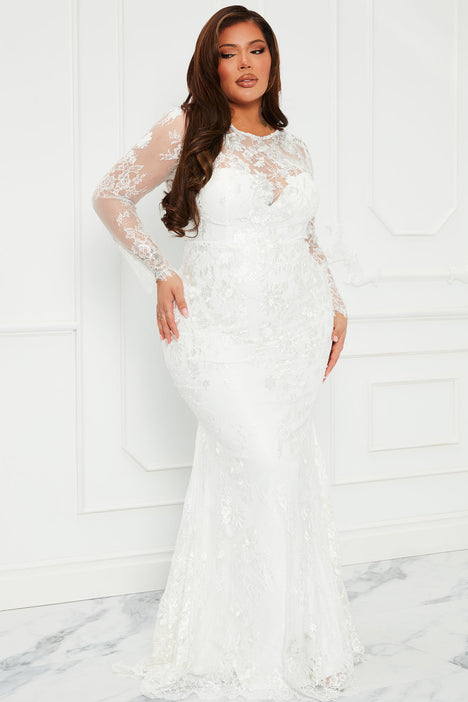Fashion nova white wedding best sale dress