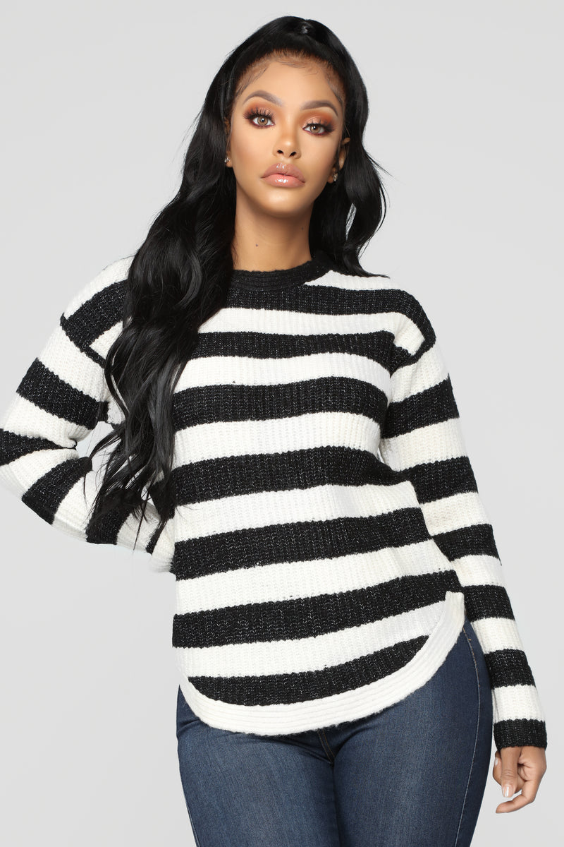 Cozy Stripes Sweater - Black | Fashion Nova, Sweaters | Fashion Nova