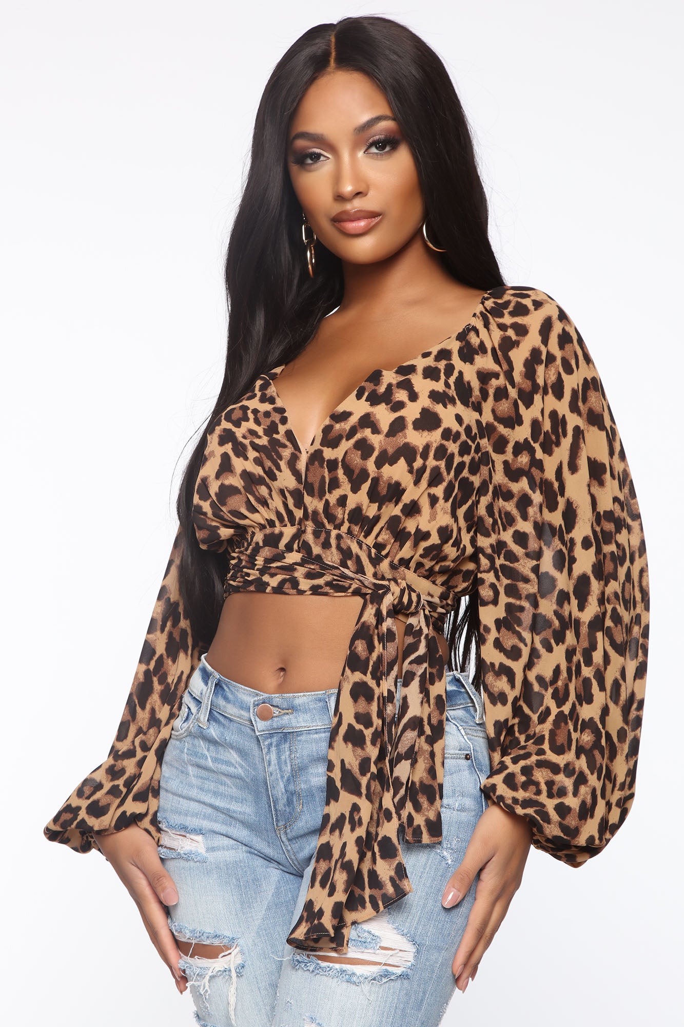 Leopard print wrap top top