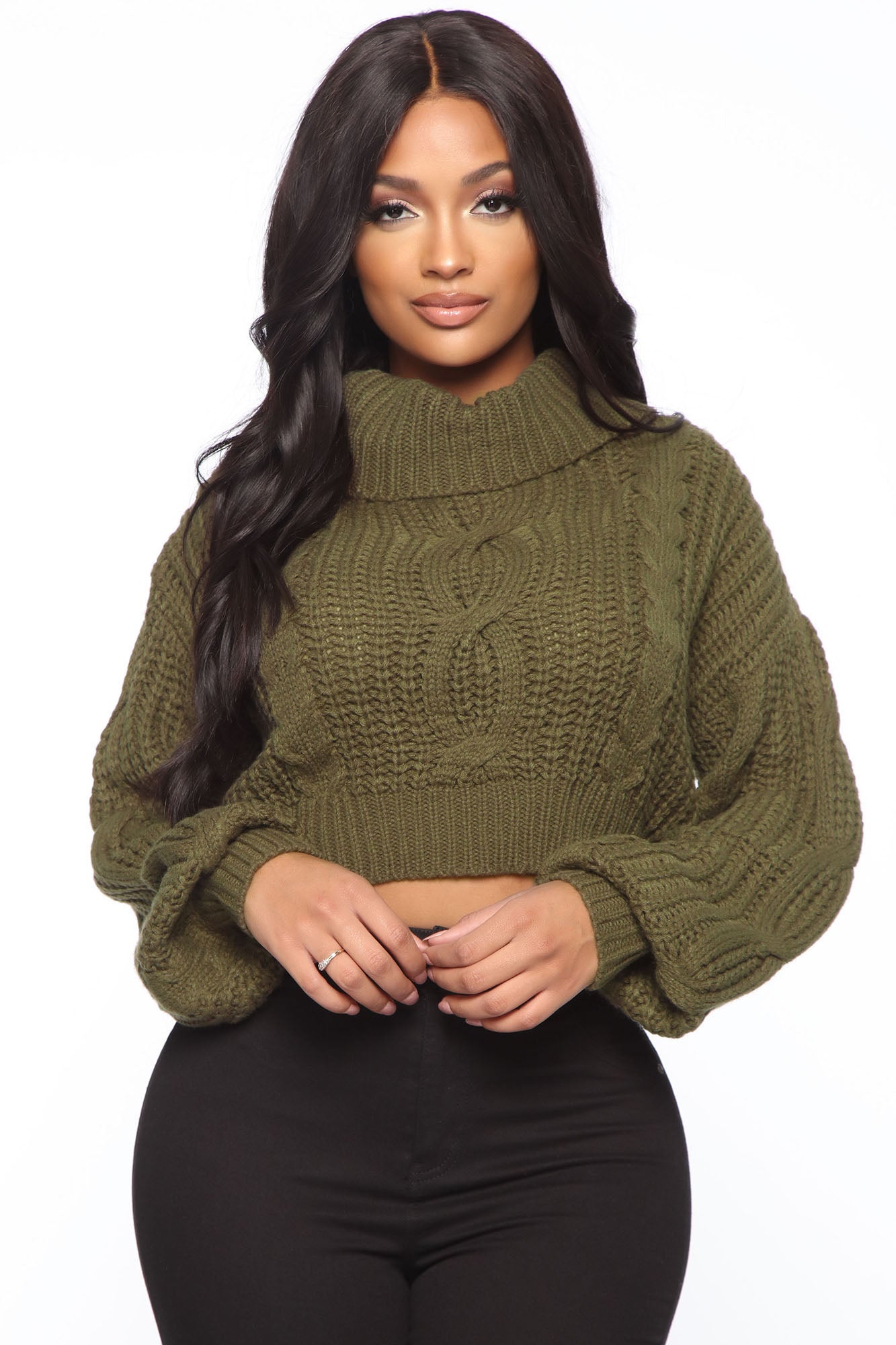 Olive green crop sweater 2025