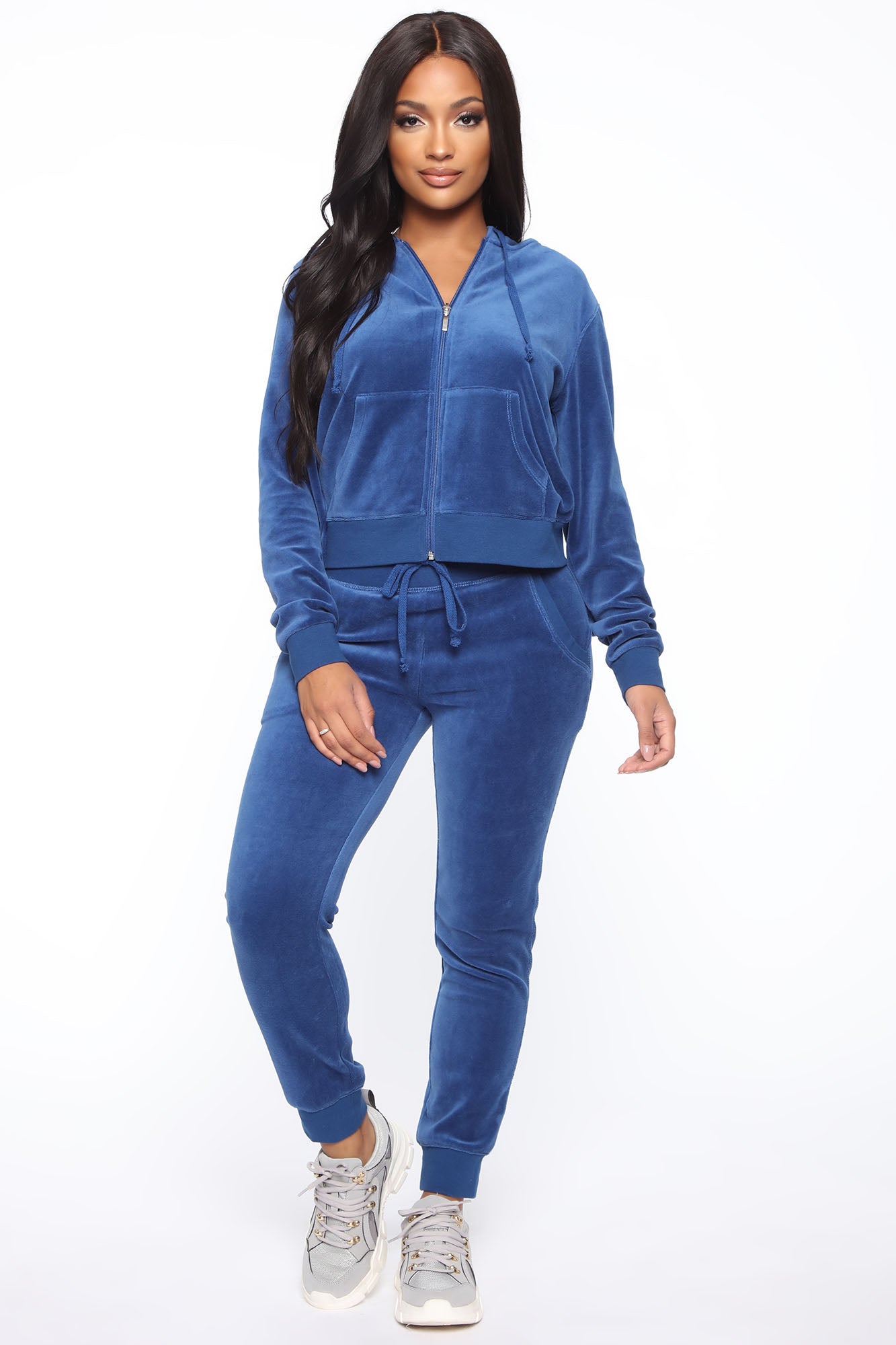 The Original Trendsetter Velour Set Navy Fashion Nova